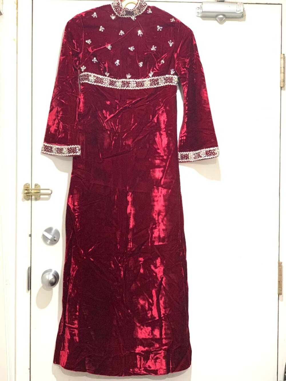 VINTAGE FORMAL EMBELLISHED VELVET MAXI DRESSES SIZE XS